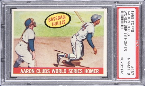 1959 Topps #467 "Aaron Clubs World Series Homer" Hank Aaron - PSA NM-MT 8 